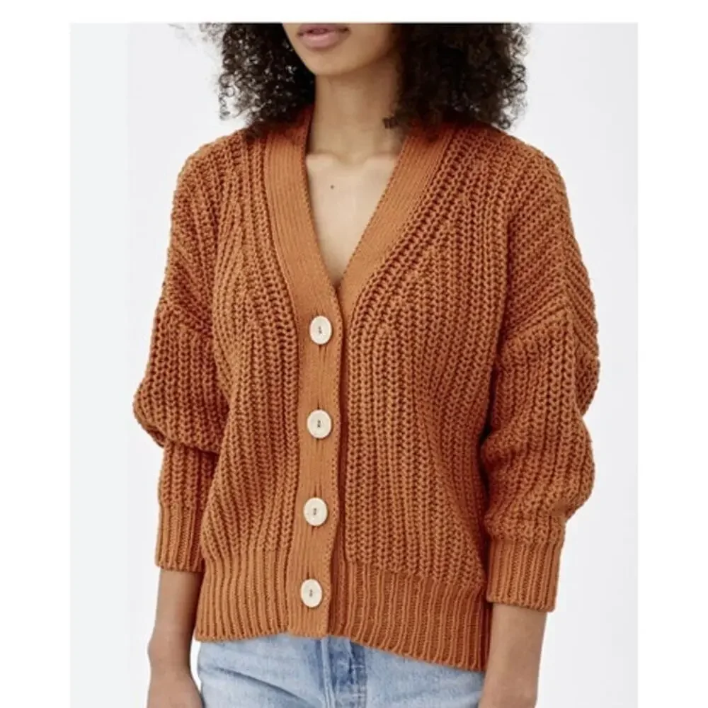 BABAA Sz OS S M L Cardigan No 18 Mi Tierra Rust Burnt Orange Cotton - Picture 12 of 12